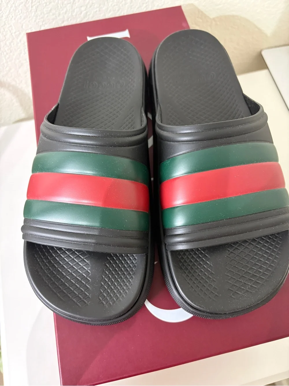 Gucci men’s web slides black 6